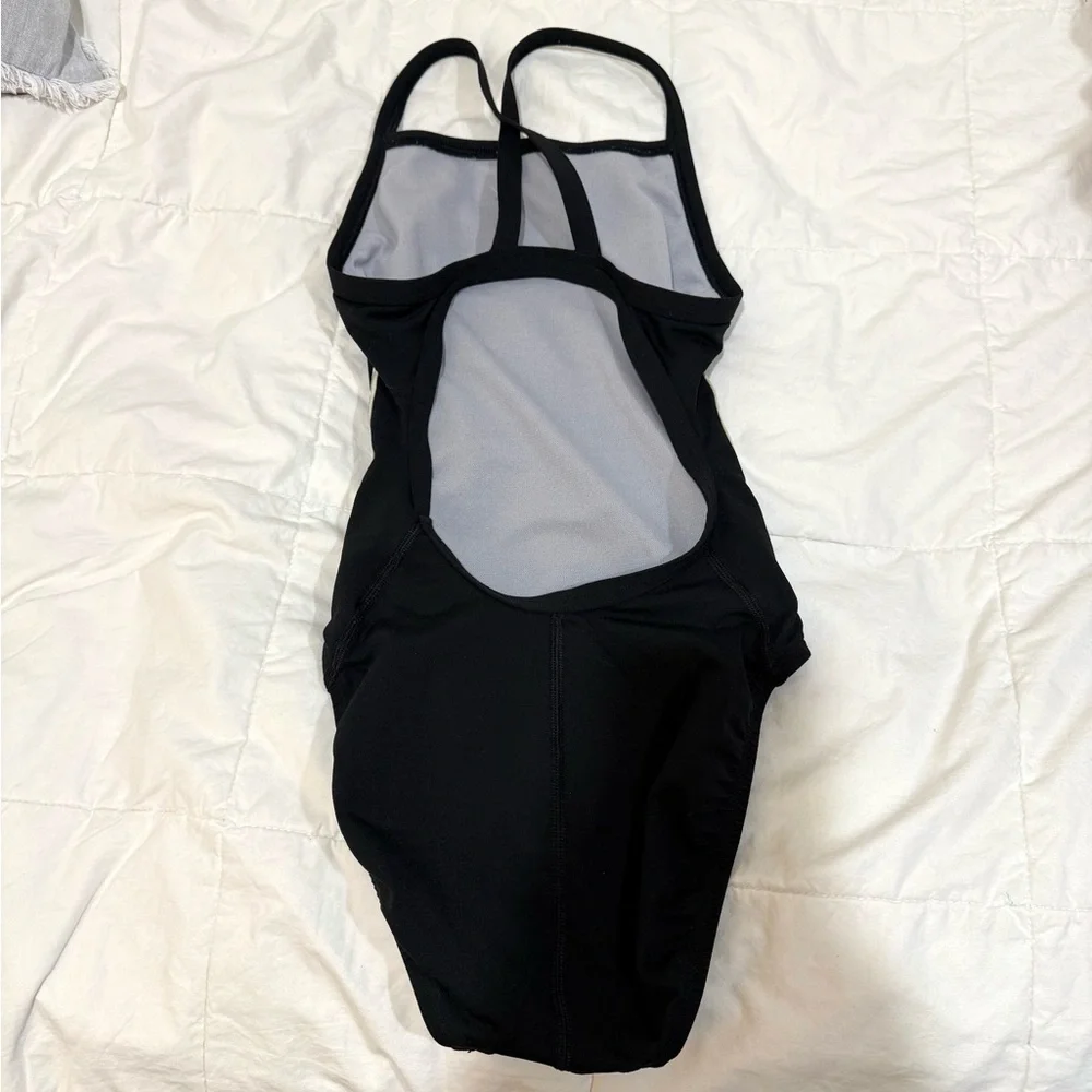 Reebok Black One-Piece Swimsuit with Gold Accents